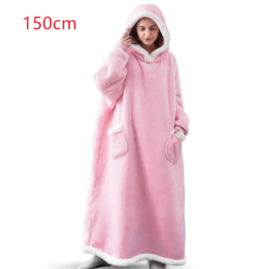 Winter TV Hoodie Blanket Winter Warm Home Clothes Women Men Oversized Pullover with Pockets