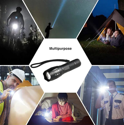 Super-Bright 90000LM LED Tactical Flashlight 5 Modes Zoomable Torch Searchlight