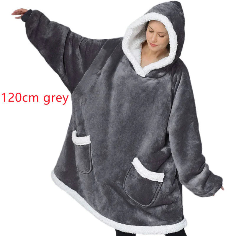 Winter TV Hoodie Blanket Winter Warm Home Clothes Women Men Oversized Pullover with Pockets