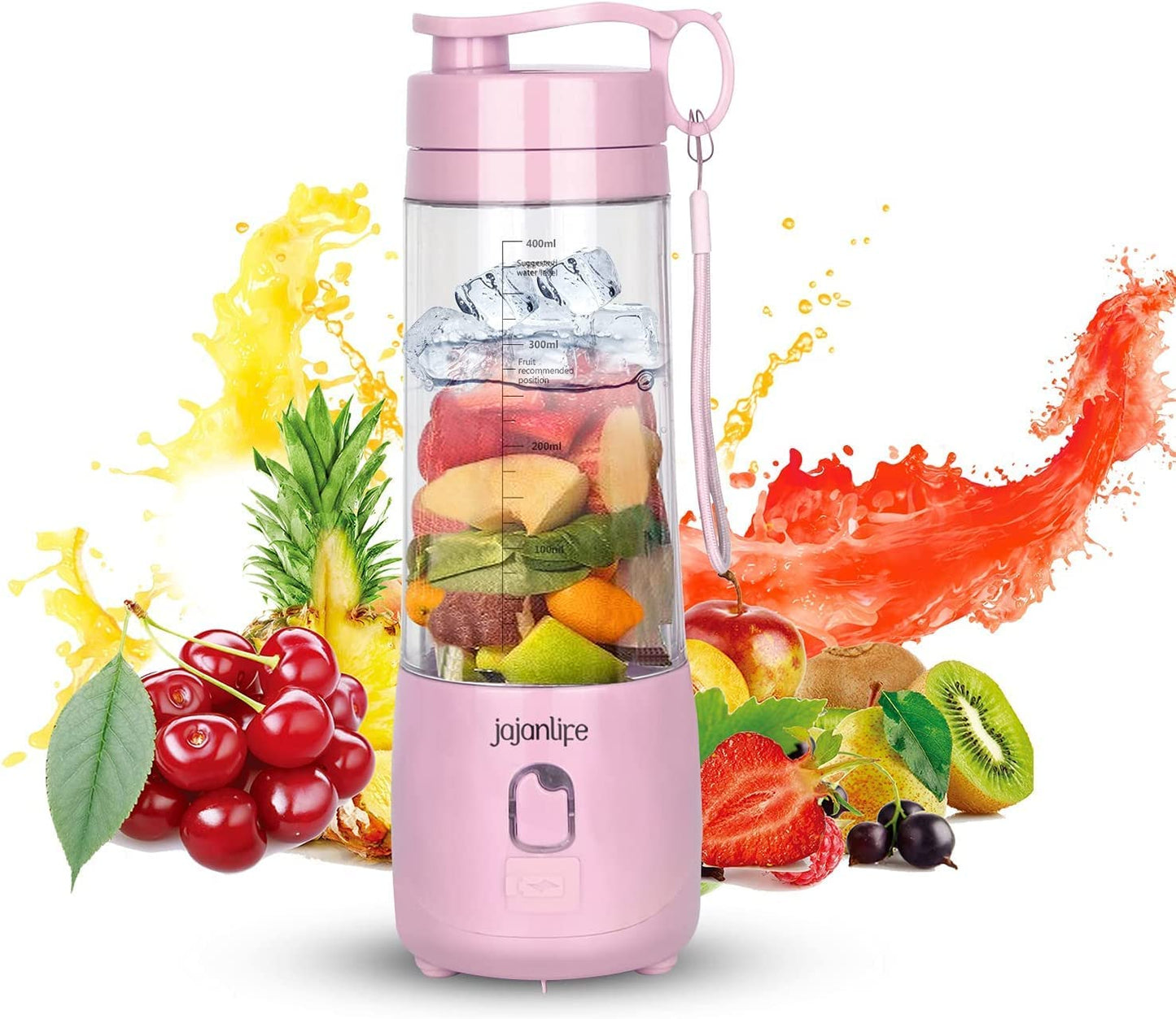 Portable Blender Personal Size Blender for Shakes and Smoothies 4000Mah Rechargeable Mini Travel Blender with 3D Six Blades 13.5Oz Fruit Mixer Cup for Home, Sports, Outdoor (Pink)